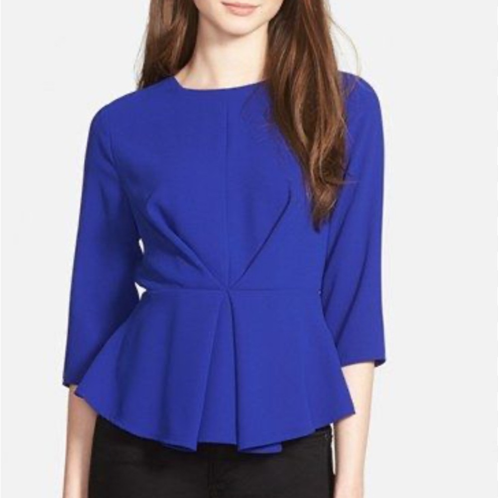 🎁CeCe Vibrant Blue Peplum Blouse
